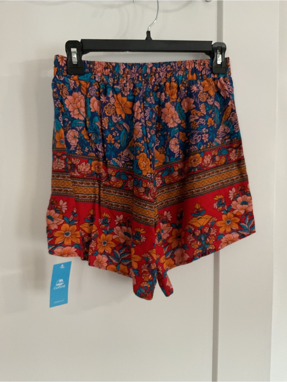 Cupshe Floral High-Waist Shorts - Red, Blue & Orange